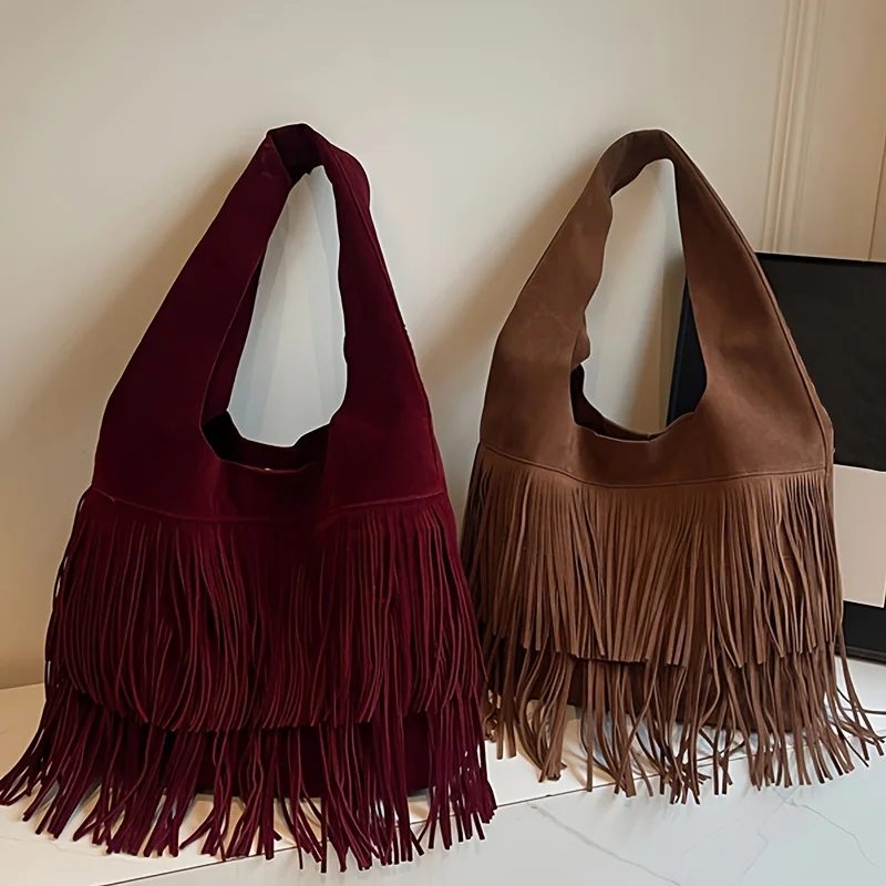 Perfect Lily Women's Tassel Tote Bag with Closure & Fringe Detailing Handbag Shoulder Bag for Work School Travel Christmas Gift