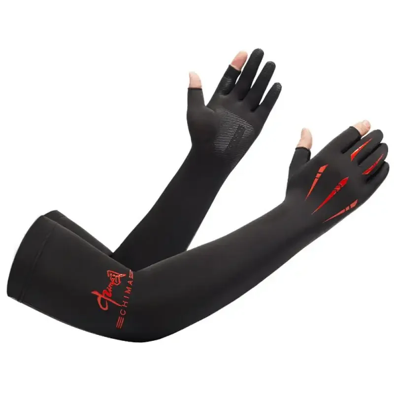 1 Pair Sports Arm Sleeves Outdoor Cycling Running Fishing Climbing Arm Cover Sun UV Protection Ice Cool Sleeves 5-finger Cuff 6