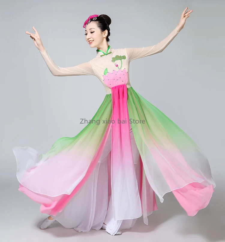 

Classical Dance Floating Performance Clothes Women Elegant Chinese Dance Practice Clothes Water Lotus Umbrella Dance Costume