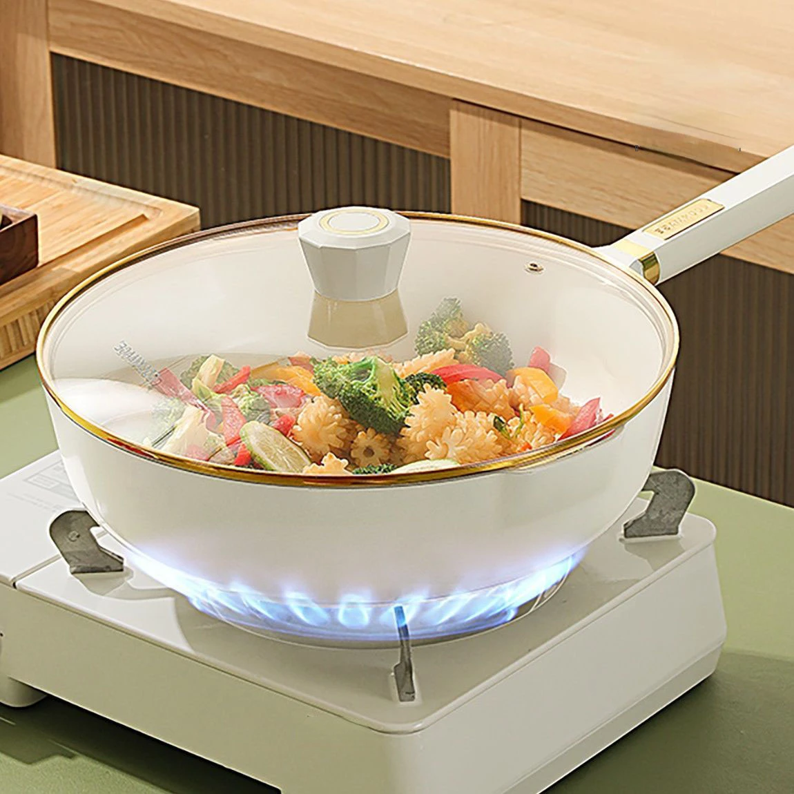 

VIBRANT Ceramic Flat Bottom Pot Antibacterial Ceramic Household Pot Electromagnetic Stove Thickened Wear resistant and Healthy L