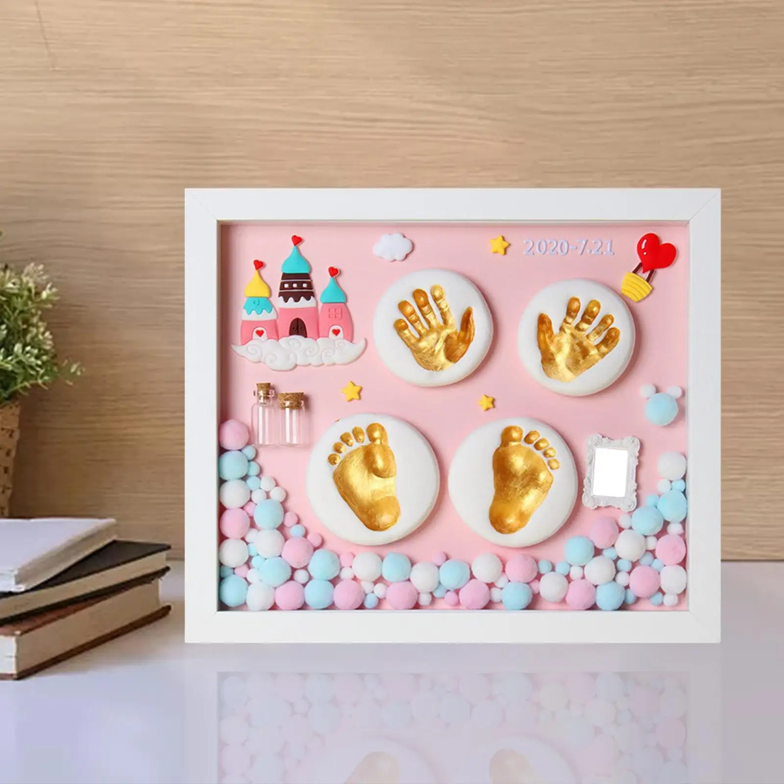 Baby Picture Photo Frame Footprint & Handprint Kit for Newborn Nursery