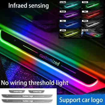 Customized Car Door Sill Light Threshold Lamp Logo Projector Lamp Power Moving LED Welcome Plate Pedal Light Protect Car Doors 1