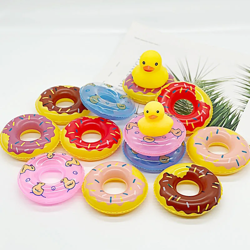 

inflatable mini swimming rings water games toys neighborhood children's swimming rings donuts Little Yellow Duck Pattern Toy