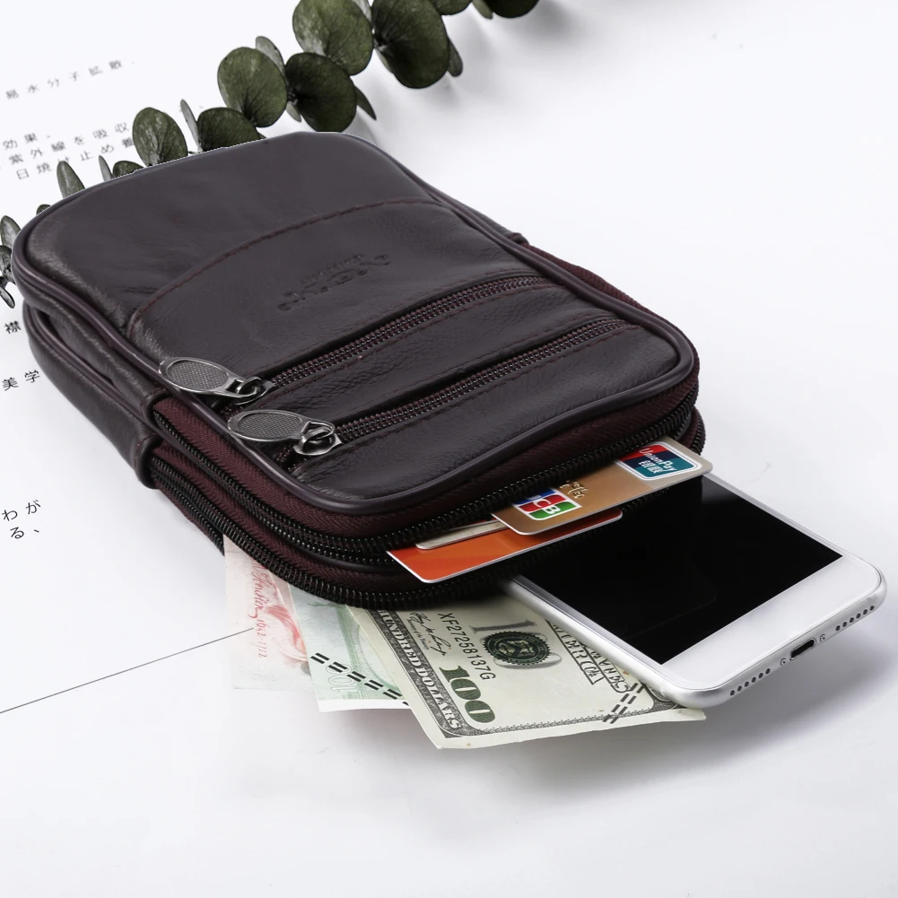 Fashion Waist Bags Wallet Vintage Men Genuine Leather Pure Color Fanny Packs