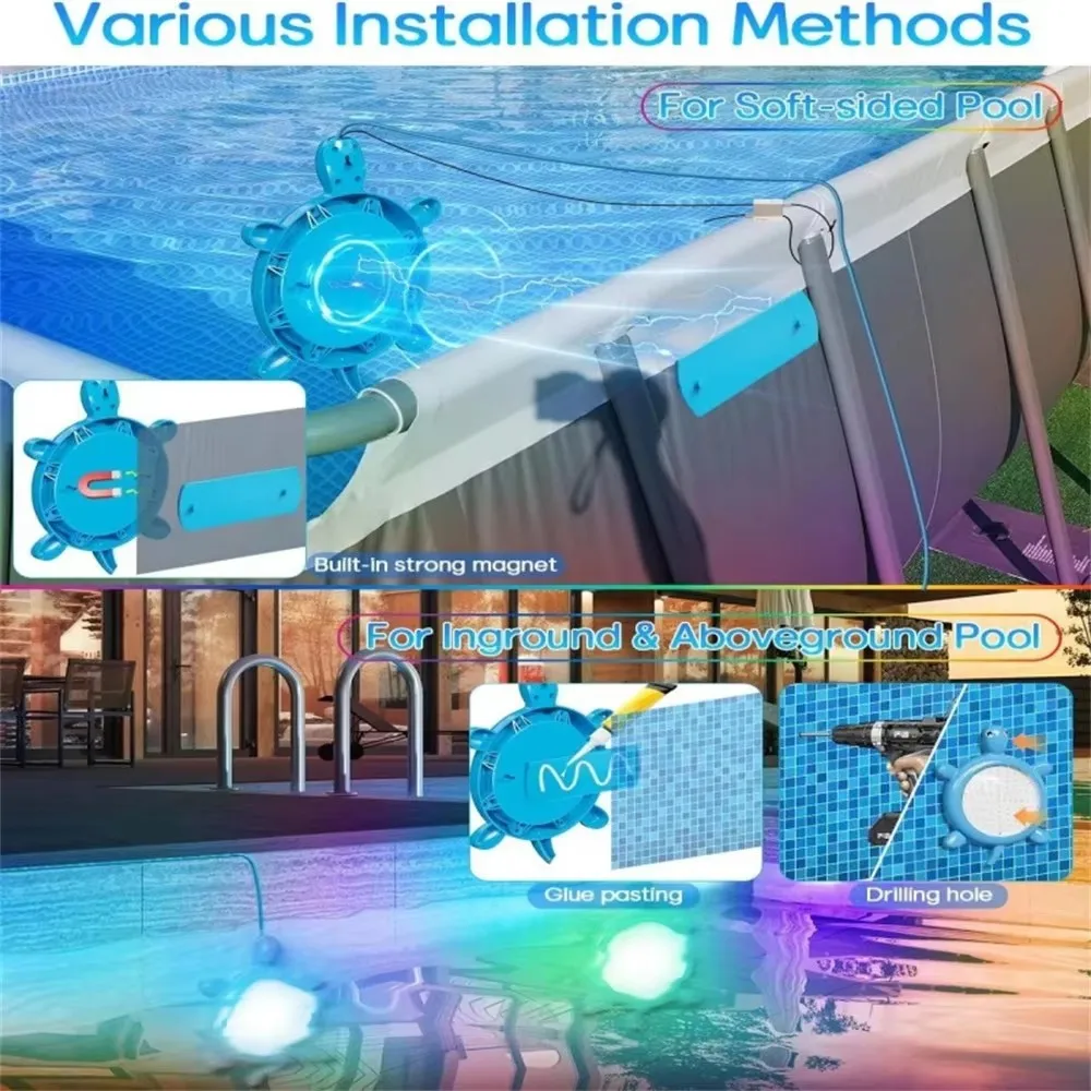 RGB LED 수영장 조명 22W 85-265V 블루투스 APP 제어 분수 연못 조명 IP68 수중 램프 DC12V Piscina 스포트라이트