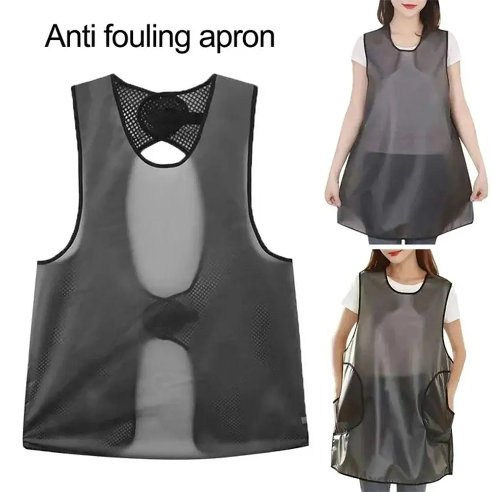 

TPU Translucent Apron Waterproof Sleeveless Oil Proof Kitchen Stylish Cooking Waist Work Clothes Home Apron Woman P2F8