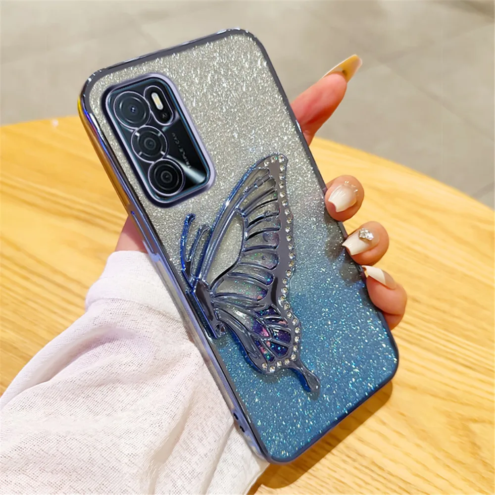 Glitter Butterfly Quicksand Plating Phone Case Cover
