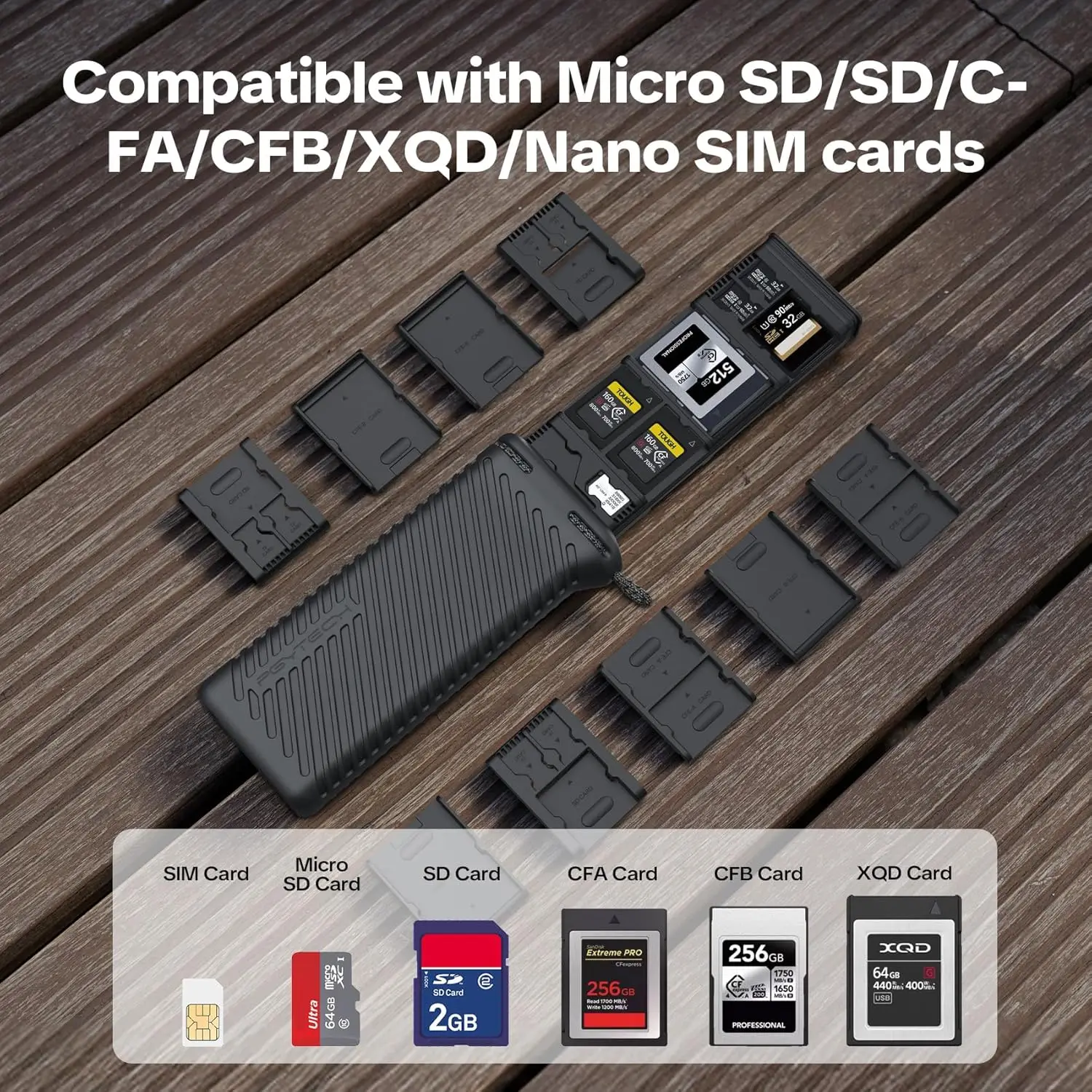 PGYTECH CreateMate 메모리 카드 케이스 홀더, 18개의 맞춤형 카드 슬롯 저장 정리함, SD/CF/XQD/SIM용, IP54 방수/방진