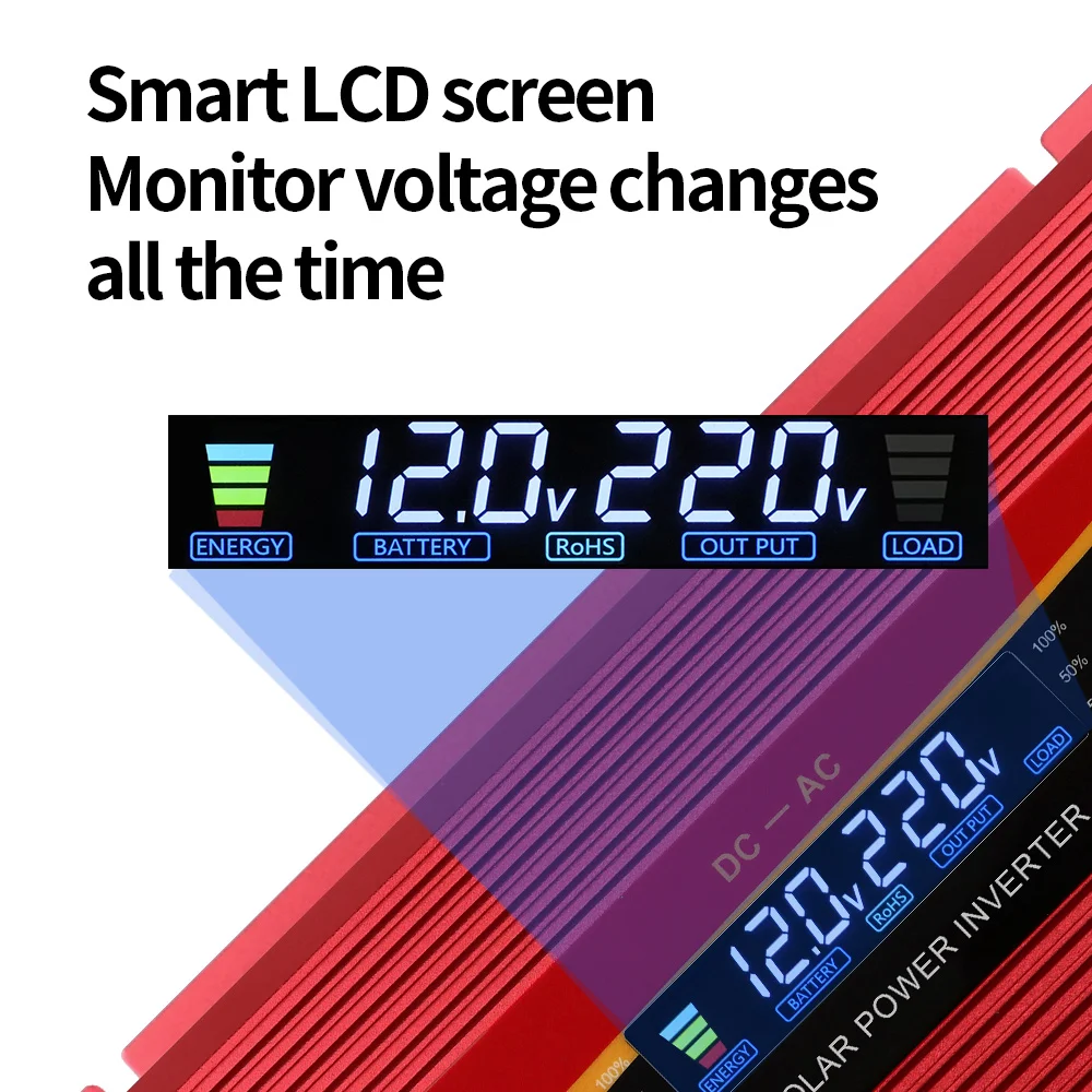 6kw 12v 24v 110v 220v 자동차 인버터 태양 광 홈 전력 변환기 디지털 디스플레이 USB 충전 AC 범용 미국 EU 소켓 플러그