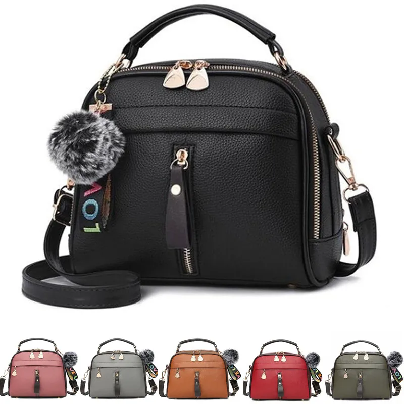 

Tassel Messenger Shoulder Bag For Women Pu Leather Handbag Lady Boston Hairball Messenger Bags Ladies Luxury Crossbody Totes Bag