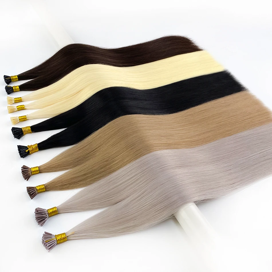 100% Real Straight I Tip Hair Extensions Capsules in Human Hair Fusion Natural Vietnamese Keratin Pre-bonded Blonde Hair Bundles 4