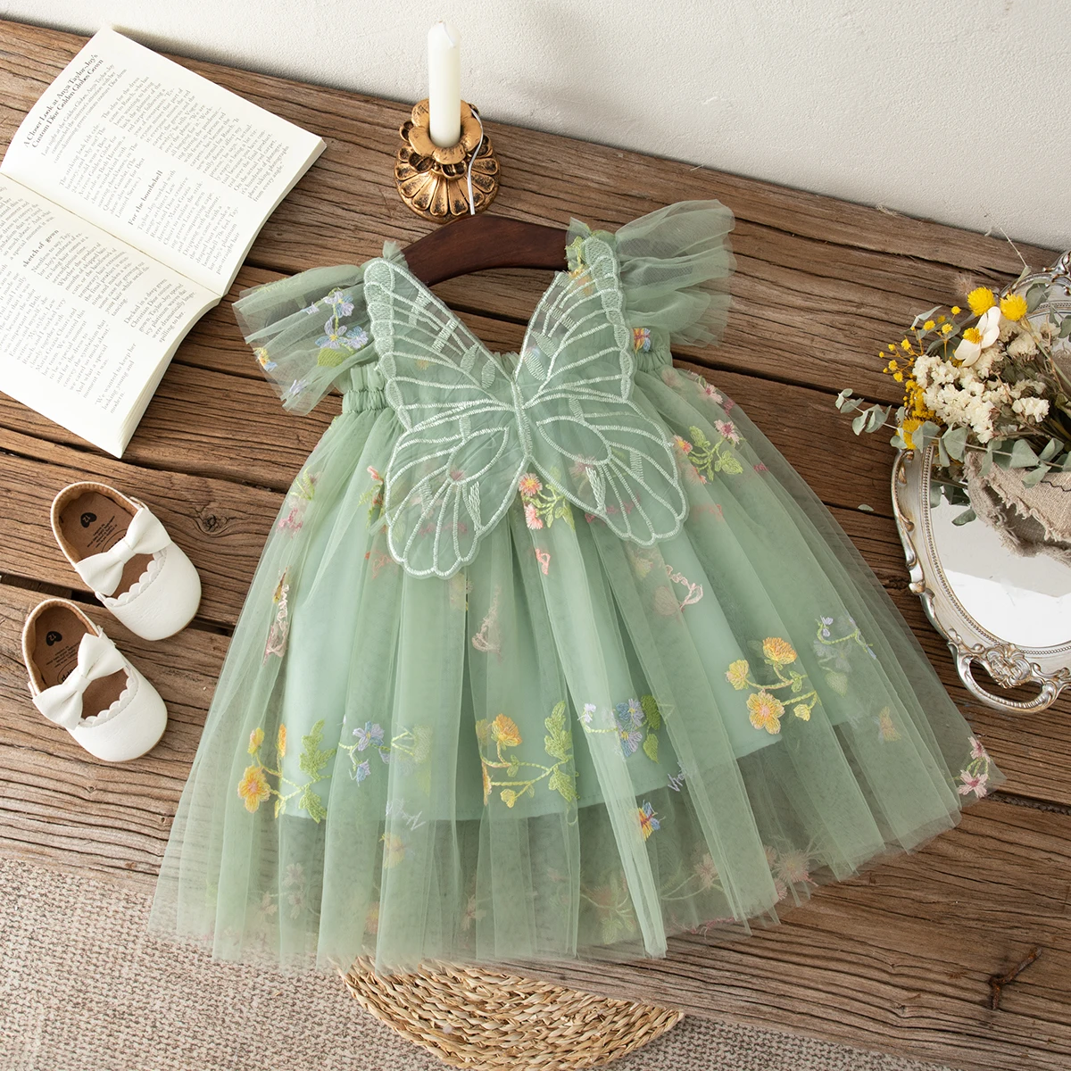 فستان بناتي صيفي من التول مطبوع عليه زهور فستان بناتي رائع لحفلات الزفاف فستان فتاة الزهور ملابس بناتي