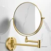 Bathroom Makeup Mirror Wall Hanging Double Sided Mirror Black Gold Telescopic Mirrors for hotel Aluminum Folding Beauty Mirrors 2