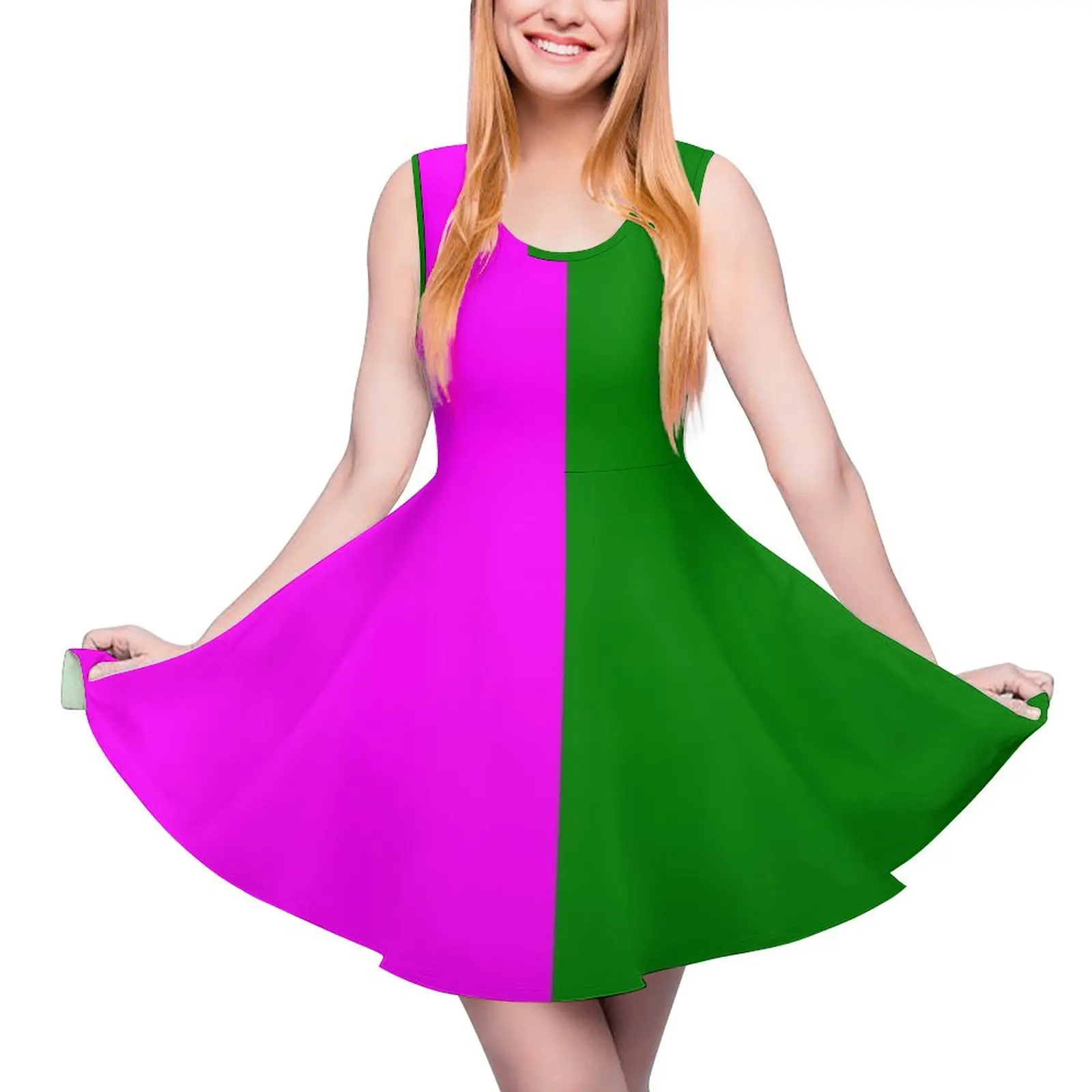 Green and Pink Sleeveless Dress summer woman dress 2024 women long dresses dress women elegant luxury