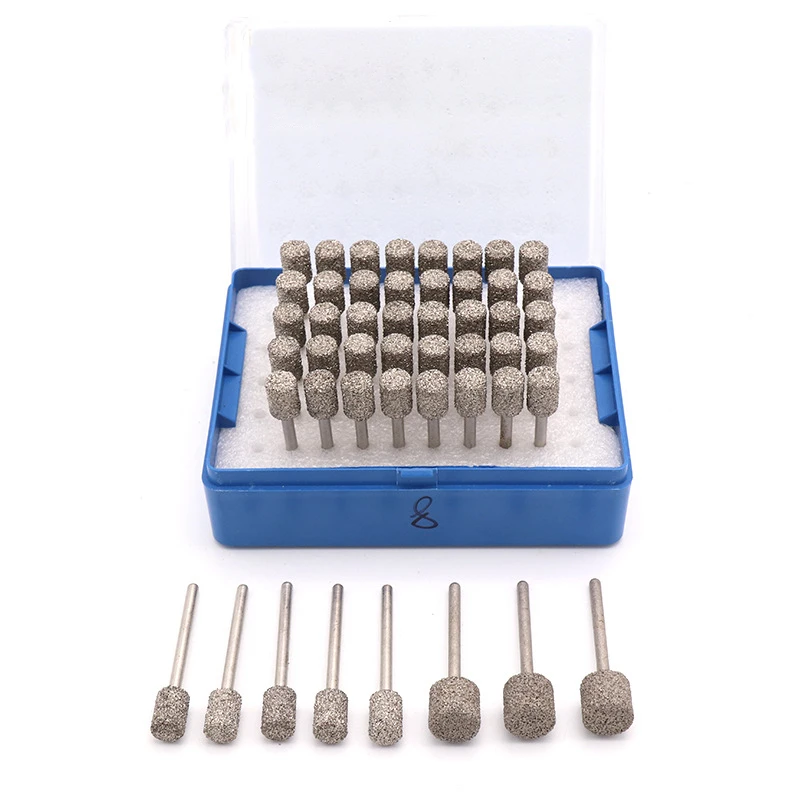 

1pcs/set Cylindrical Brazed Diamond Grinding Head 3mm Shank A Needle Coarse Sand Grinding Head Stone Engraving 46Grit