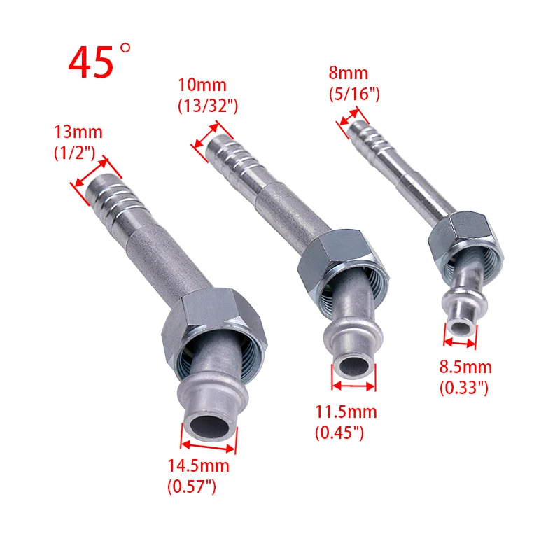  6  8  10개 자동차 에어컨 알루미늄 바브 피팅 180/90/45도 O-링 암나사 5/8-18 3/4-16 7/8-14