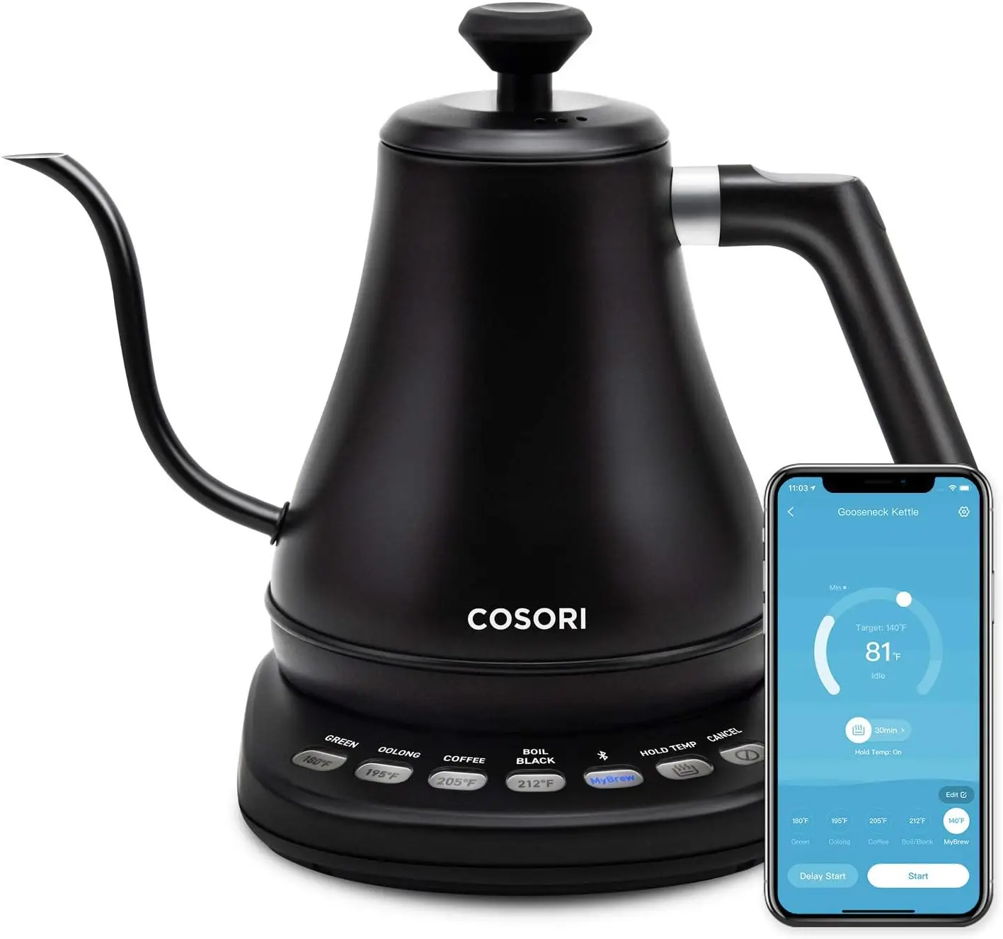 

Electric Gooseneck Kettle Smart Bluetooth with Variable Temperature Control,Stainless Steel Inner Lid&Bottom,Quick Heating