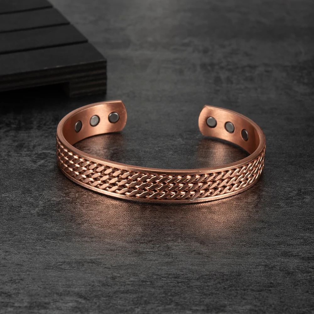 Braccialetti in rame puro intrecciati Meathly Terapia magnetica Braccialetti energetici per la salute regolabili da 12 mm Gioielli magnetici ridimensionabili Uomo Donna_voghion.com