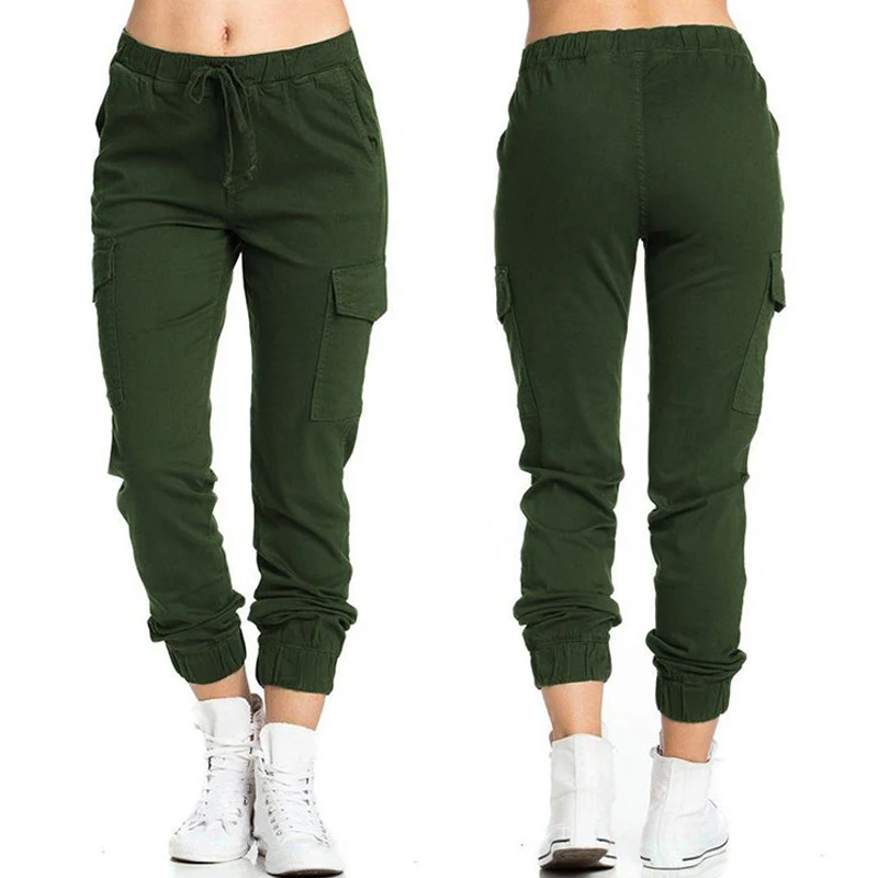 Autumn Winter Casual Dark Green Cargo Pants Women Fashion Officelady