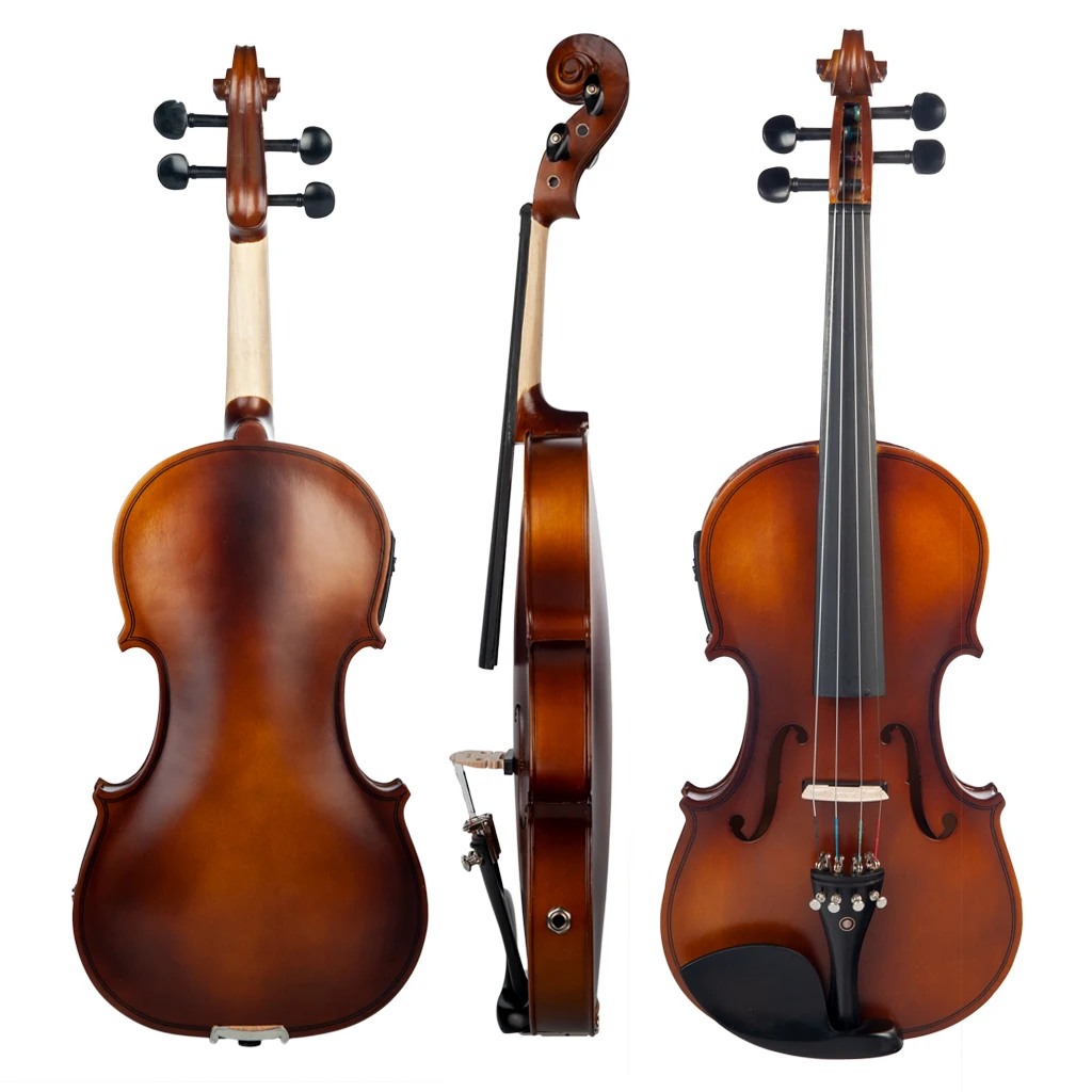 4/4 Electric Acoustic Violin EQ Under Saddle Piezo Transducer Ebony Fittings Cable Case, violin accessories