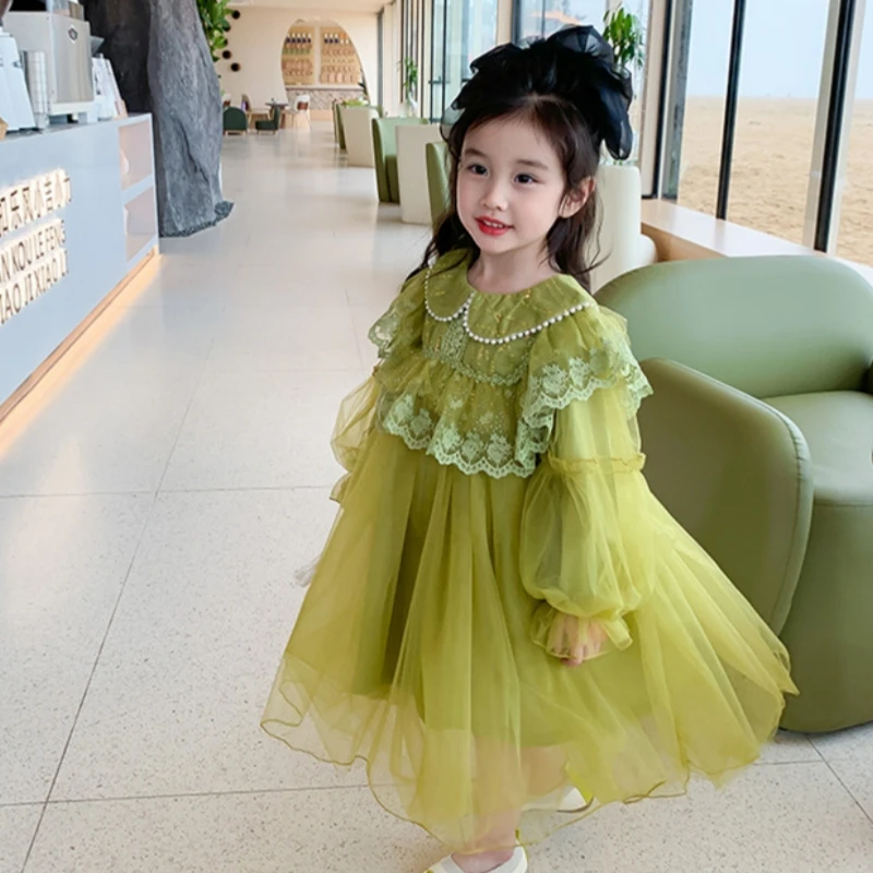 

Girl Dress Kids Baby Party Birthday Evening Gown 2023 Beading Winter Autumn Cotton Plus Size Flower Girl Dress Children Clothing