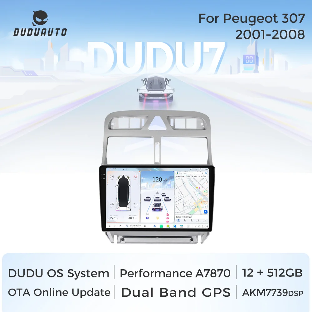 DUDUAUTO 8 Core 4G LTE Drahtlose Carplay Auto Für Peugeot 307 307CC 307 SW 2001-2008 Auto radio Stereo DSP WIFI AMP GPS Navigation