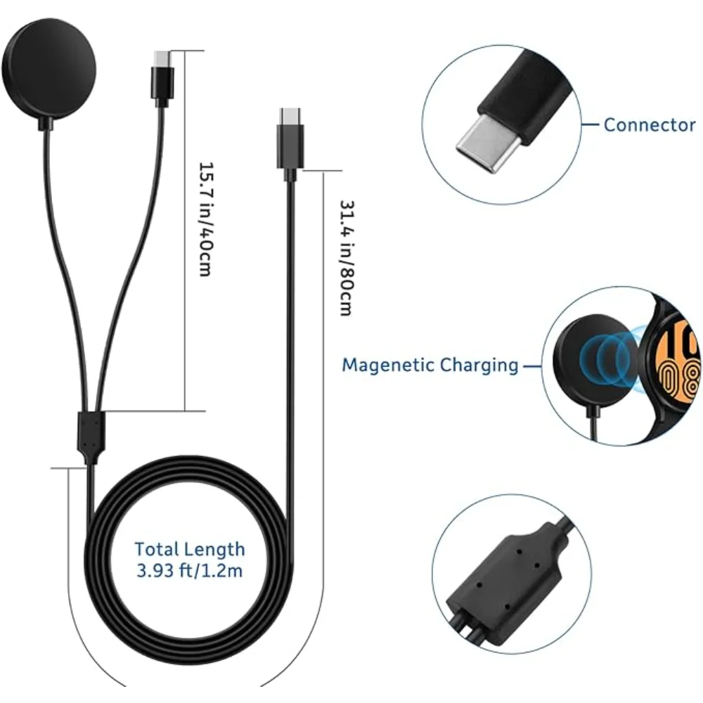 Universal Smartwatch Charger with USB A Adapter Included