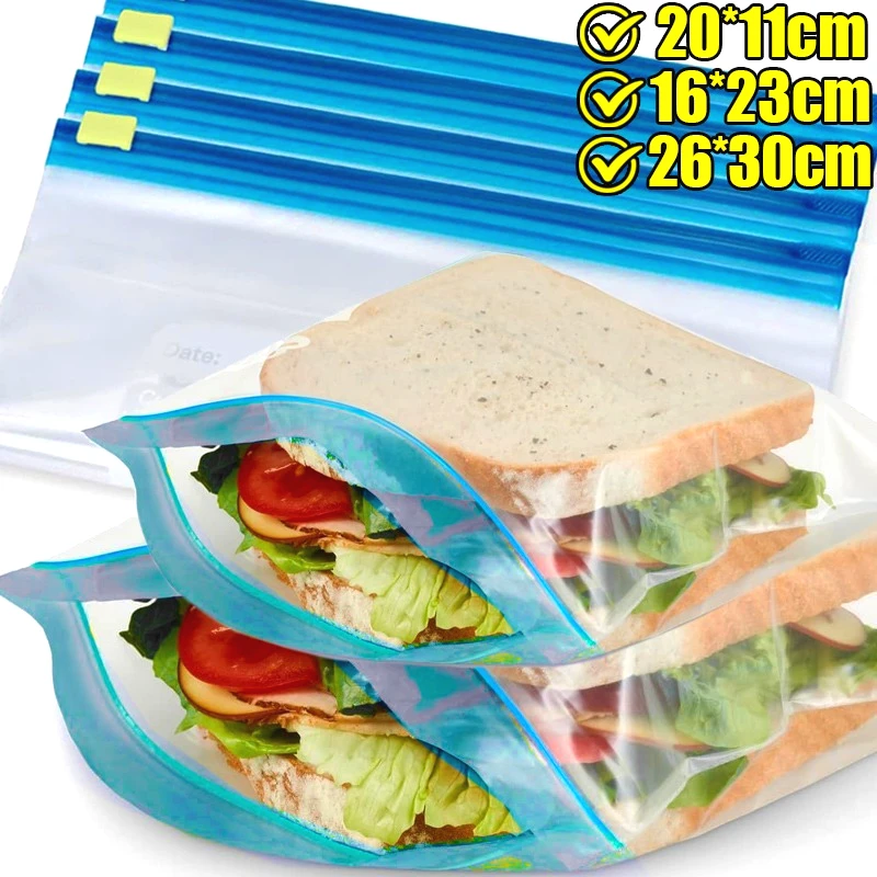 Clear Reusable Zip Seal Bags for Food Storage and Freshness