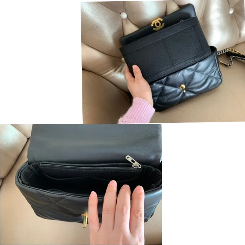 Fits For CC 19 Flap Insert Bag Organizer Makeup Handbag Organizer Portable Cosmetic Bag Women Luxury Designer