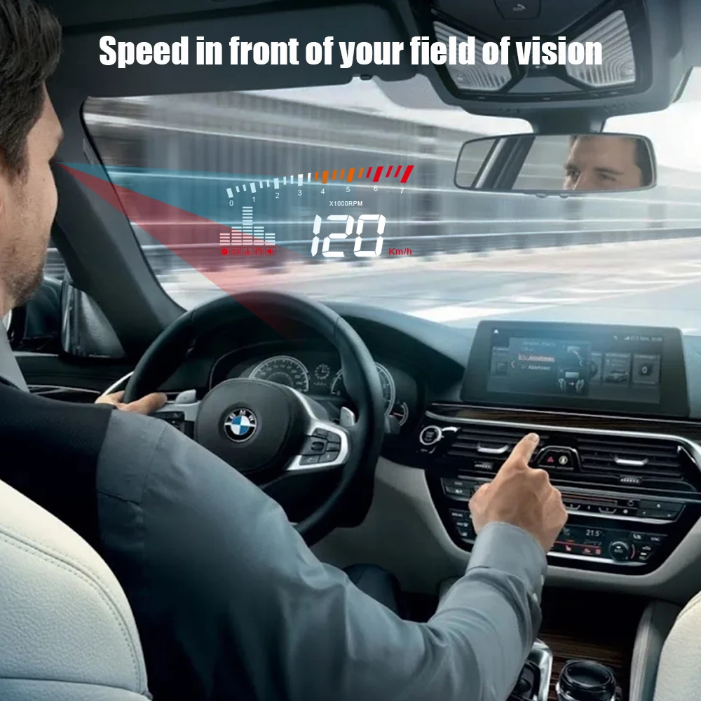 Geyiren X5 OBDII EUOBD ӵ RPM HUD ڵ ڵ   ÷, ӵ  ˶ º ǻ   