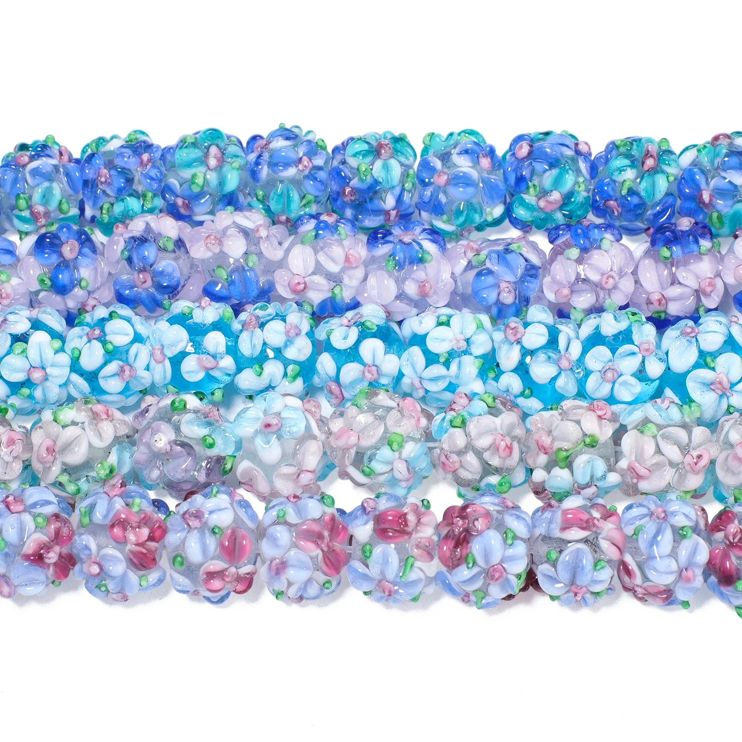 Colorful Rose Flower Petal Glass Beads for DIY Jewelry Making, 3pcs Set