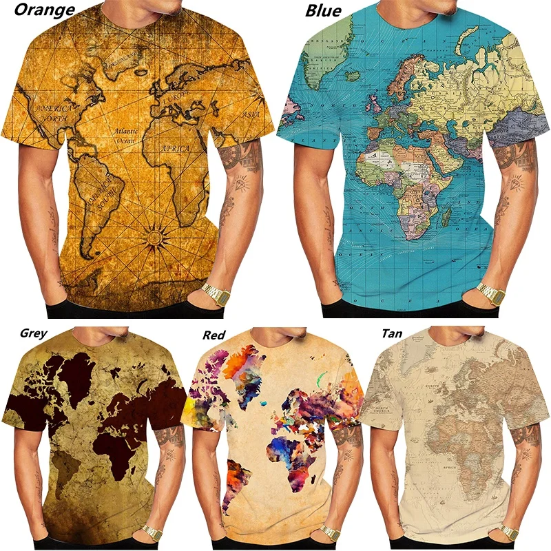 Fashion-World-Map-T-Shirt-3D-Print-Men-s-Women-s-Tshirt-Oversized ...