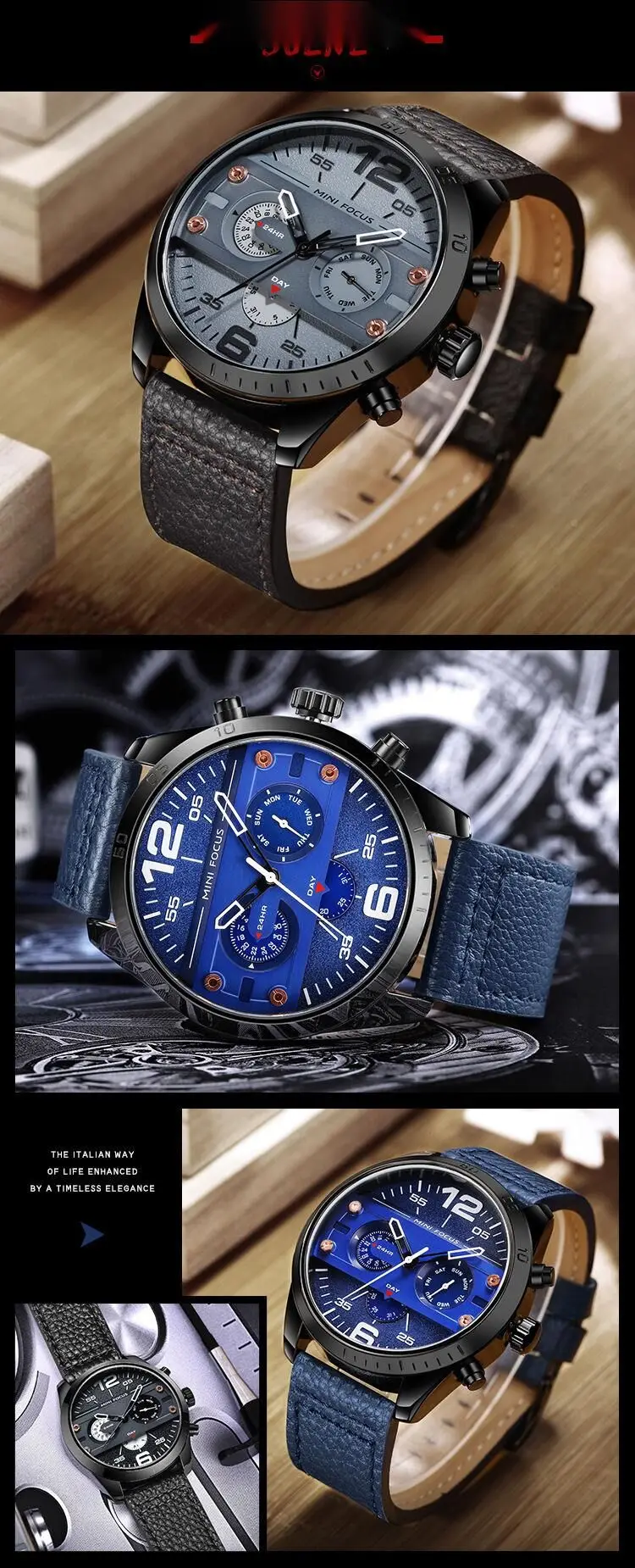 New MINI FOCUS Watch Japanese Movement Multi Functional Mechanical Style Trend Quartz Watch Waterproof Men's Watch 0068G_voghion.com