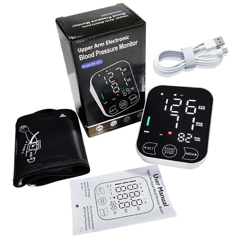 Spanish Voice Portable Tonometer Digital LCD Tensiometers Blood Pressure Monitor Heart Rate Meter Large Cuff Sphygmomanometer 3