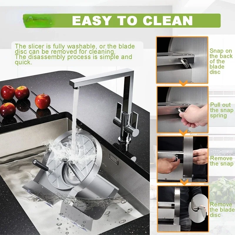 Commercial Vegetable Slicer fruit slicer food slicer vegetable shredder Stainless Steel Potato Onion Slicer 0-0.5"Thickness Adjustable Manual Fruit Cutter Cabbage Shredder