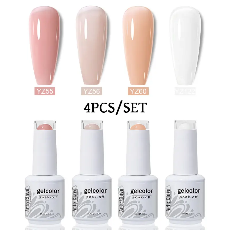 Arte Clavo 4/6/8/10 Pcs Gel Nail Polish Set Nail Art Soak Off UV Gel Colorful Kit Semi Permanent Hybrid Gel Varnish Base Top LED 2