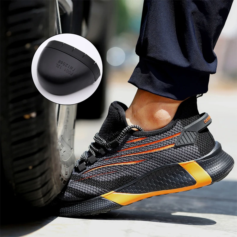 Safety Shoes Men Shoes Safety Shoes Men Anti-Smashing Steel Toe Cap Puncture Proof Construction Lightweight Breathable Sneaker Work Boots Women Quality