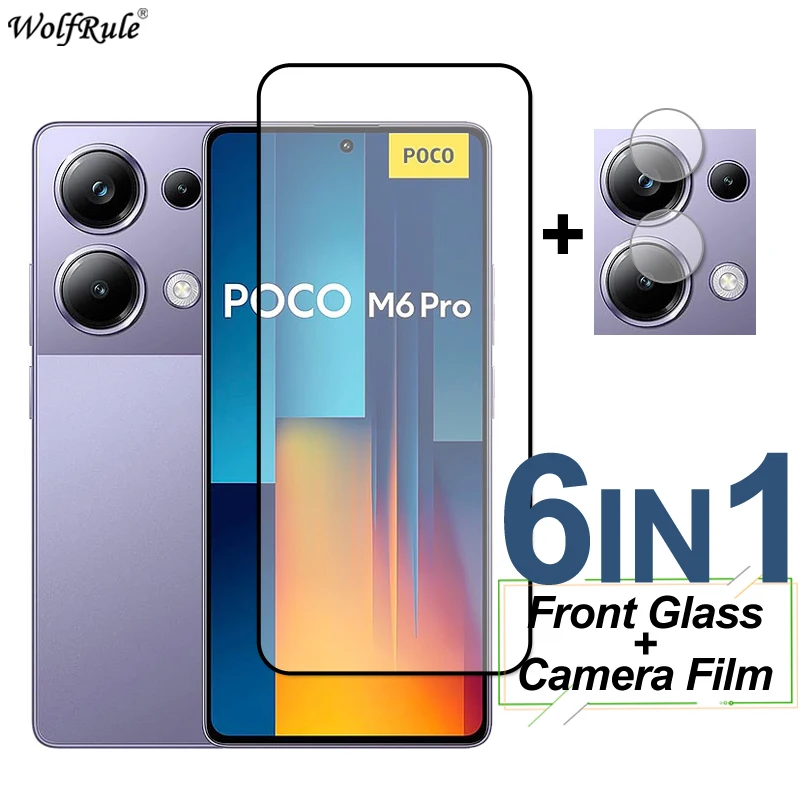 

Full Cover Tempered Glass For Xiaomi Poco M6 Pro 4G Screen Protector Protective Phone Camera Lens Film Poco M6 Pro 4G X6 Glass