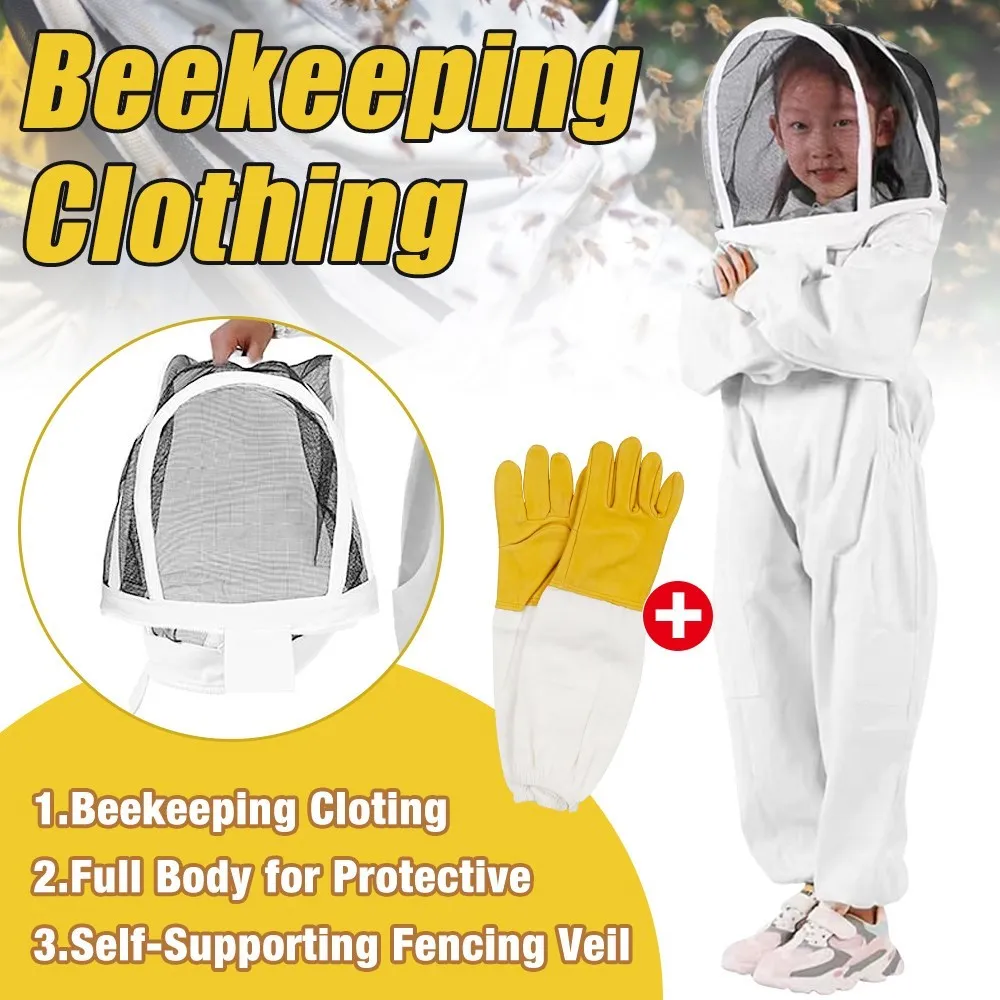 Comforme Ventilated Child Beekeeping Clothing Suit Yellow Cotton Children's Jacket Apiculture Equipement with Gloves