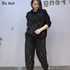 Casual Hooded Knitted Pencil Pant Sets Women Outfits Plus Size 2 Piece Set Sweater Long Sleeve Top Matching Sets 2024 New 1