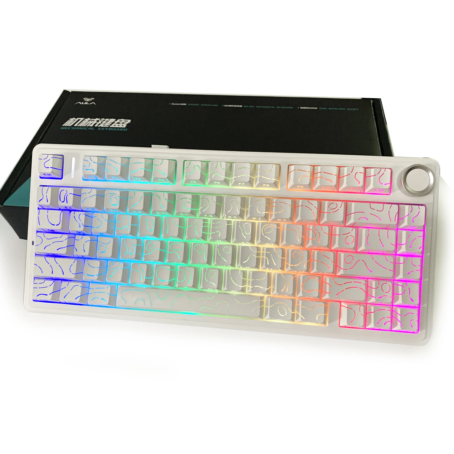 AULA F75 Original OEM RGB LED Light PC Customized 2.4G Wireless Gaming Mechanical Switch Hot-Swap 75% Keyboard Bluetooth Gasket