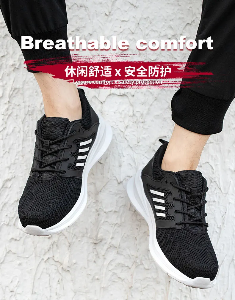 Breathable Light Unisex Summer Safety Shoes For Men Women Indestructible Anti Smashing Platform Casual Shoes