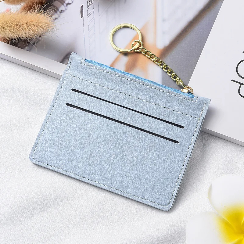 New Brand Super Thin Small Wallet Slim Women's Leather Key Chain ID Credit  Card Holder For Female Ladies Mini Coin Purse