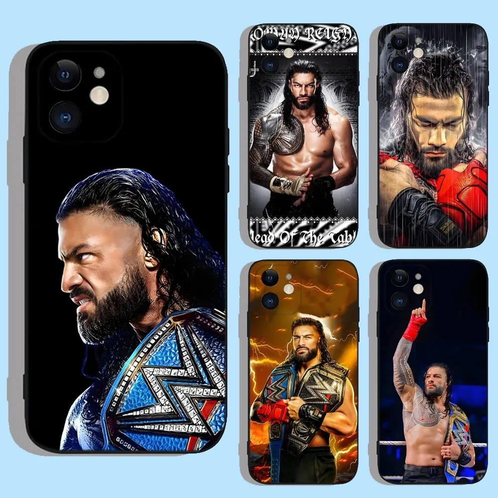 Custodia Per Telefono Wrestling Star Roman Overs Per Apple Iphone 15,14,13,12,11,Xs,Xr,X,8,7,Pro,Max,Plus,Mini Cover Nera In Silicone