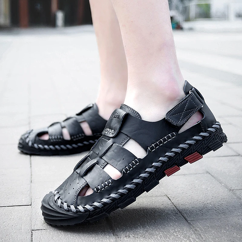 

Luxury Men's Sandals New Men's Shoes 2022 Summer Outdoor Anti Slip Wear-resistant Sports Beach Shoes Fashion Leather Sandals