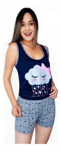 Short Doll Malha Lingerie Pijama Curto Conjunto Para Dormir