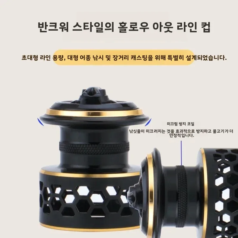 Huidiao 내구성 스피닝 릴 1000-7000 올메탈 풋/스풀/핸들 고강도 낚시릴 12KG 강력 드랙