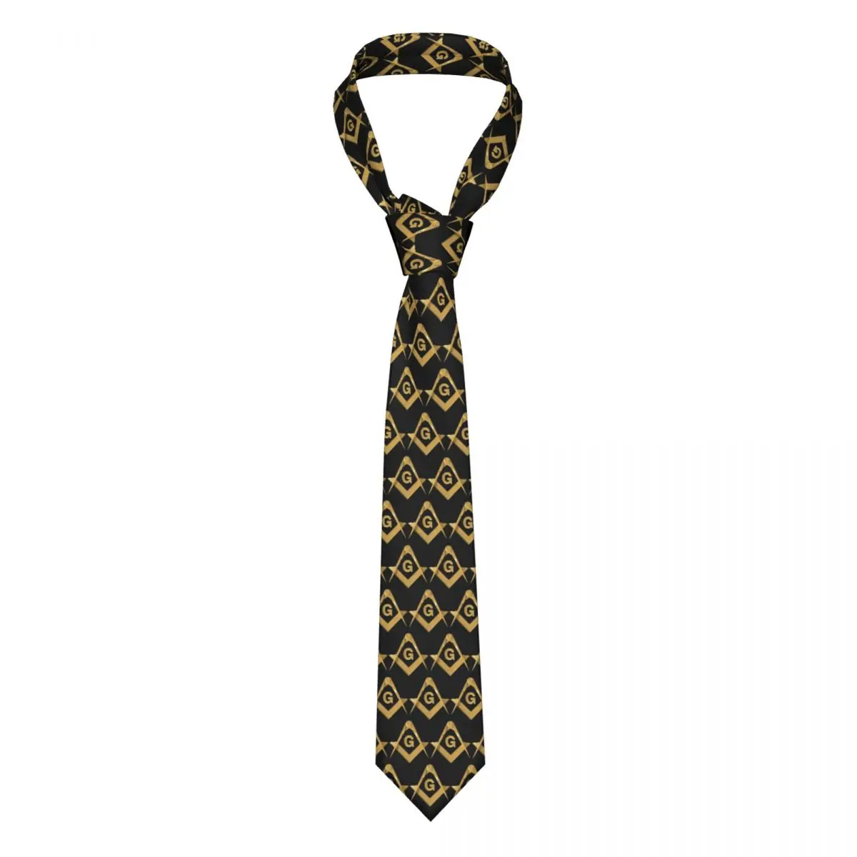 

Gold Tie Freemason Gold Square Compass Ties Hip-Hop Street Cravat Party Necktie Shirt Accessories