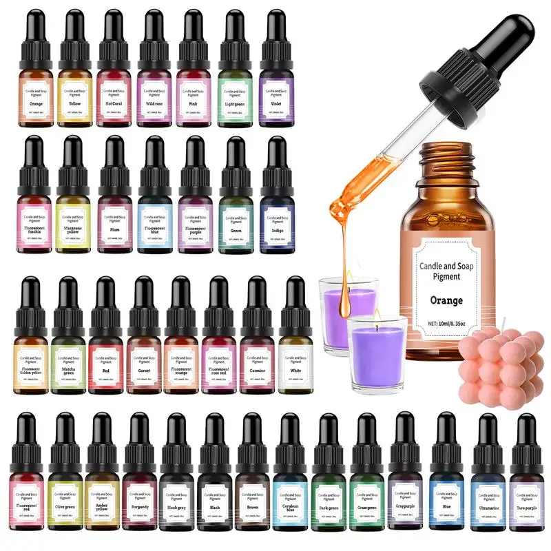 36Color 10ml Candle Dye Liquid Colorant Soap Resin Coloring DIY Epoxy Resin Candle Soap Mold Handmade Craft Making Pigments