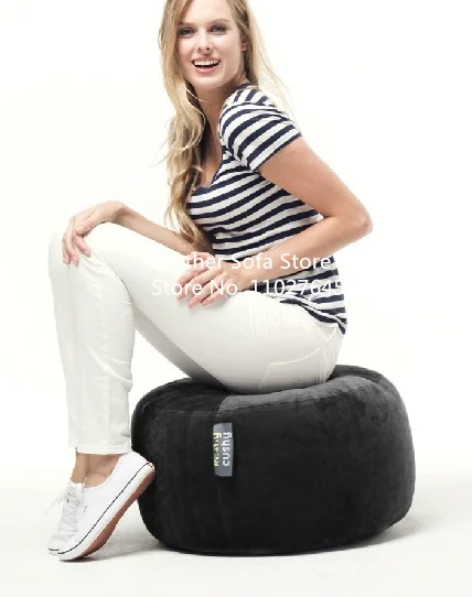 Beige color OEM/ODM Eco-Friendly round Genuine polyester oxford Filling Footstool Ottoman Pouf Cover